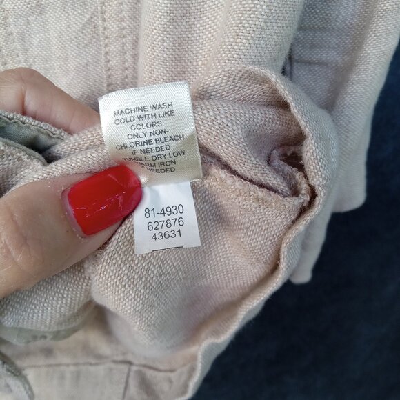 J.Jill LINEN Tan Khaki Layering Jacket Blazer Boho Bohemian Lagenlook Pockets - Picture 5 of 8